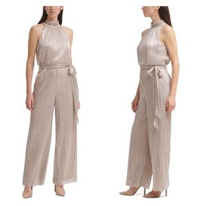 Eliza J | Pleated Metallic Jumpsuit Size 4 NEW